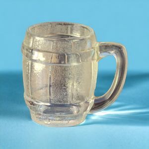 Vintage Small Barrel Shaped Clear Glass Toothpick Holder w/Handle Shot Glass